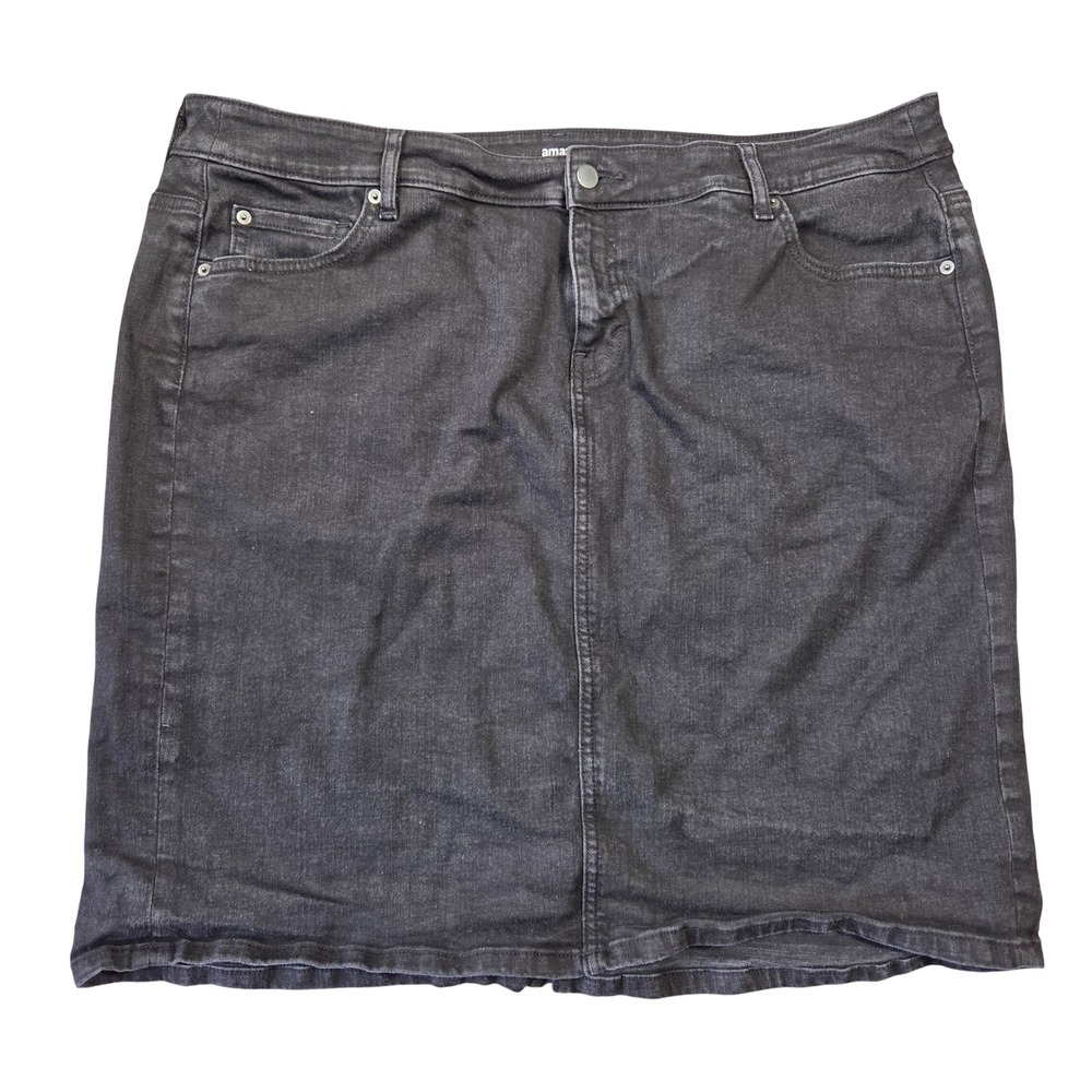 Amazon Essentials Womens Black Denim Mini Skirt Plus Size 22W Stretch Casual